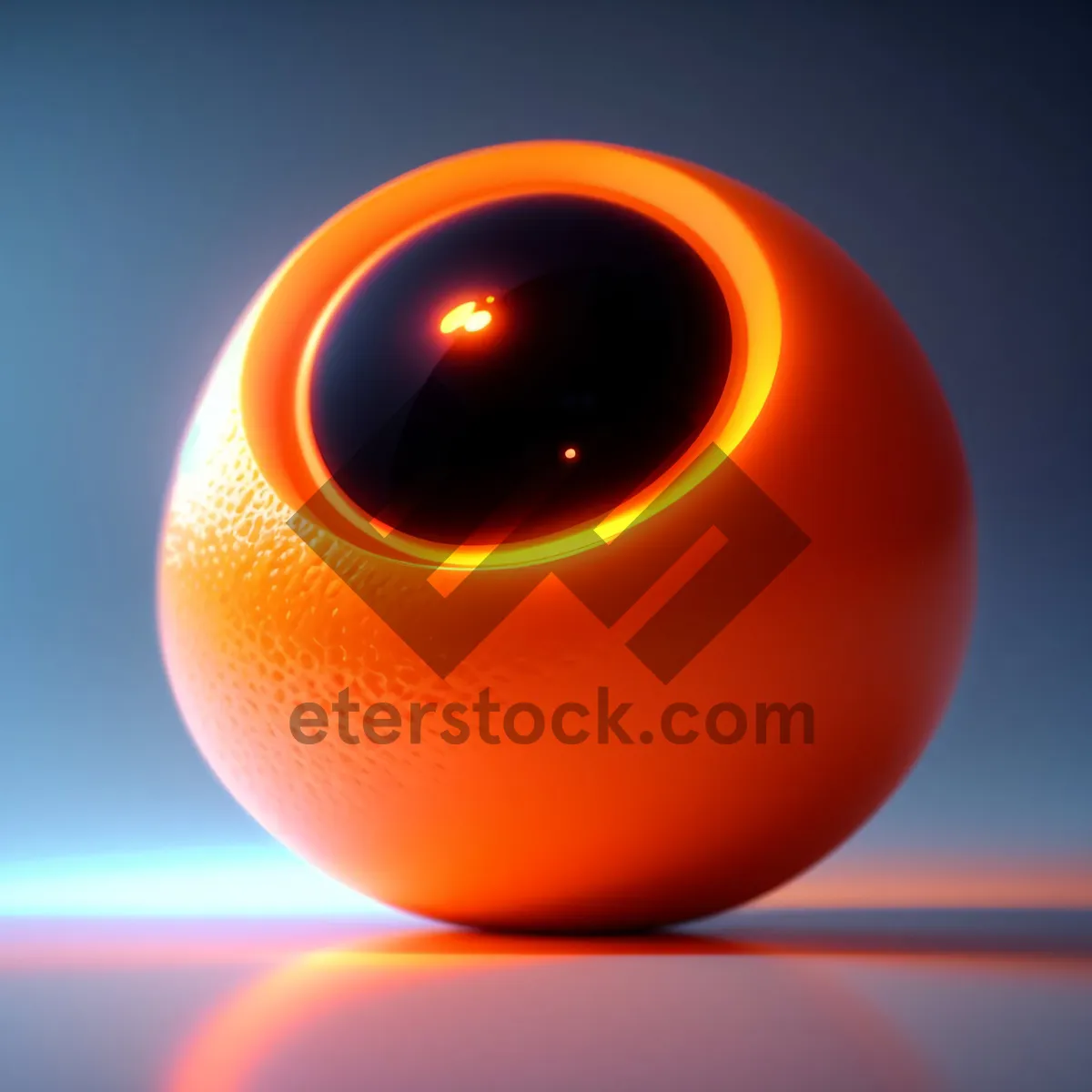 Picture of Shiny Glass Button in Orange with Reflection