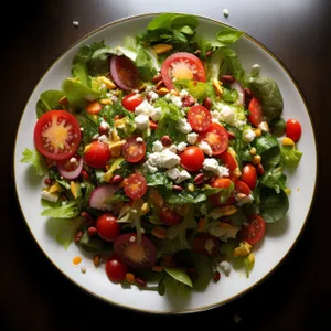 Healthy vegetable salad with fresh tomatoes and peppers