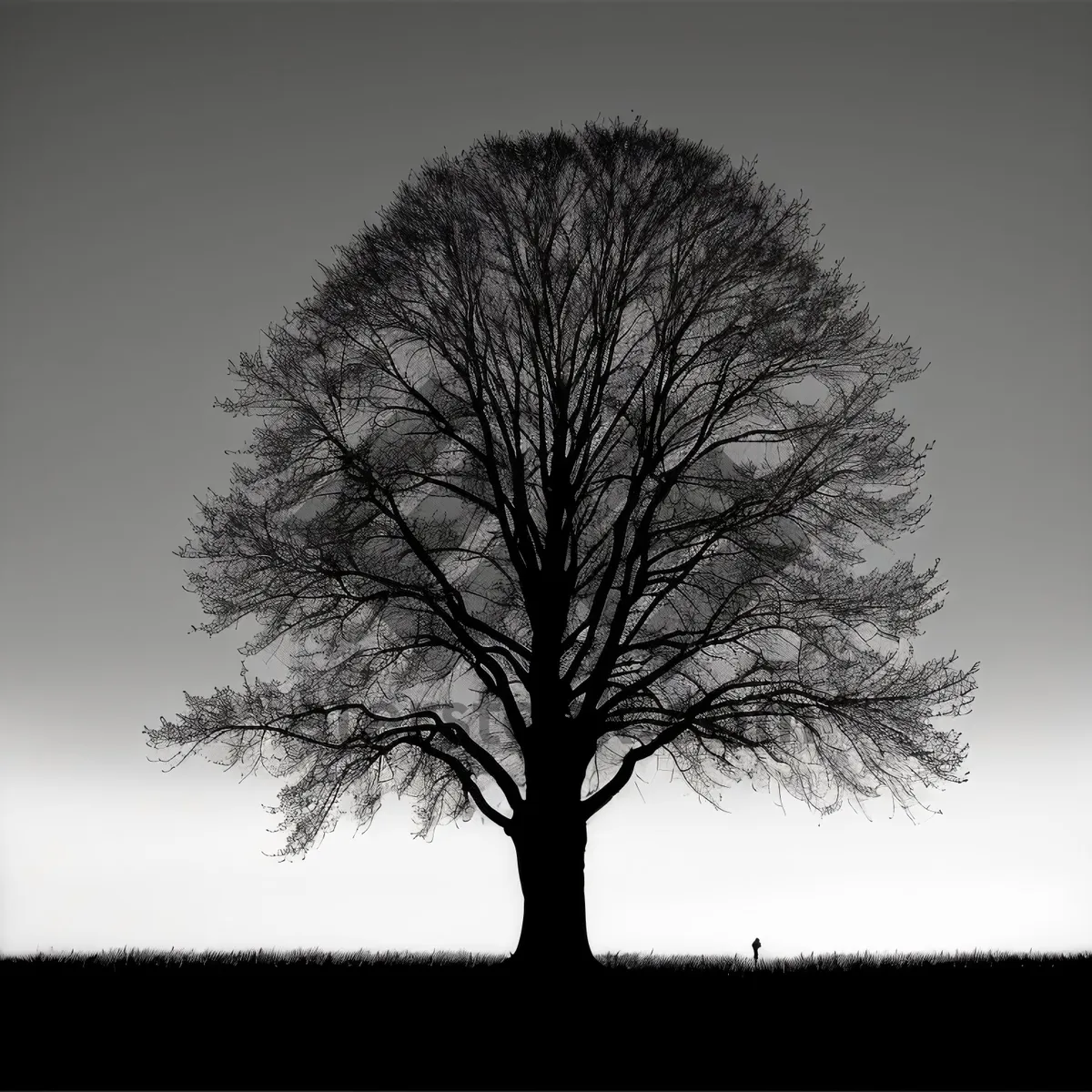 Picture of Winter Solitude: Majestic Oak Tree in Snowy Landscape