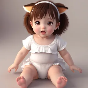 Joyful baby doll with innocent smile