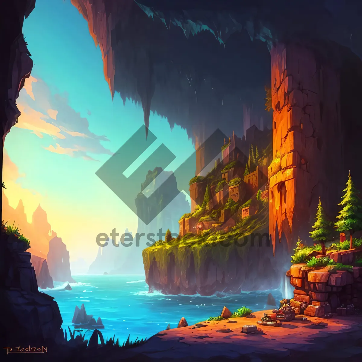 Picture of Coastal Canyon Reflection: The Serene Summer Escape.