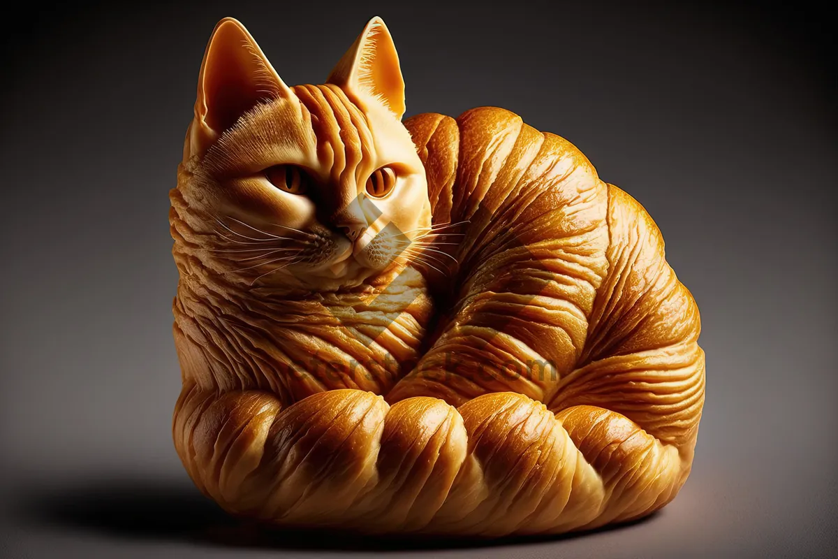 Picture of Pumpkin cat with chambered nautilus shell