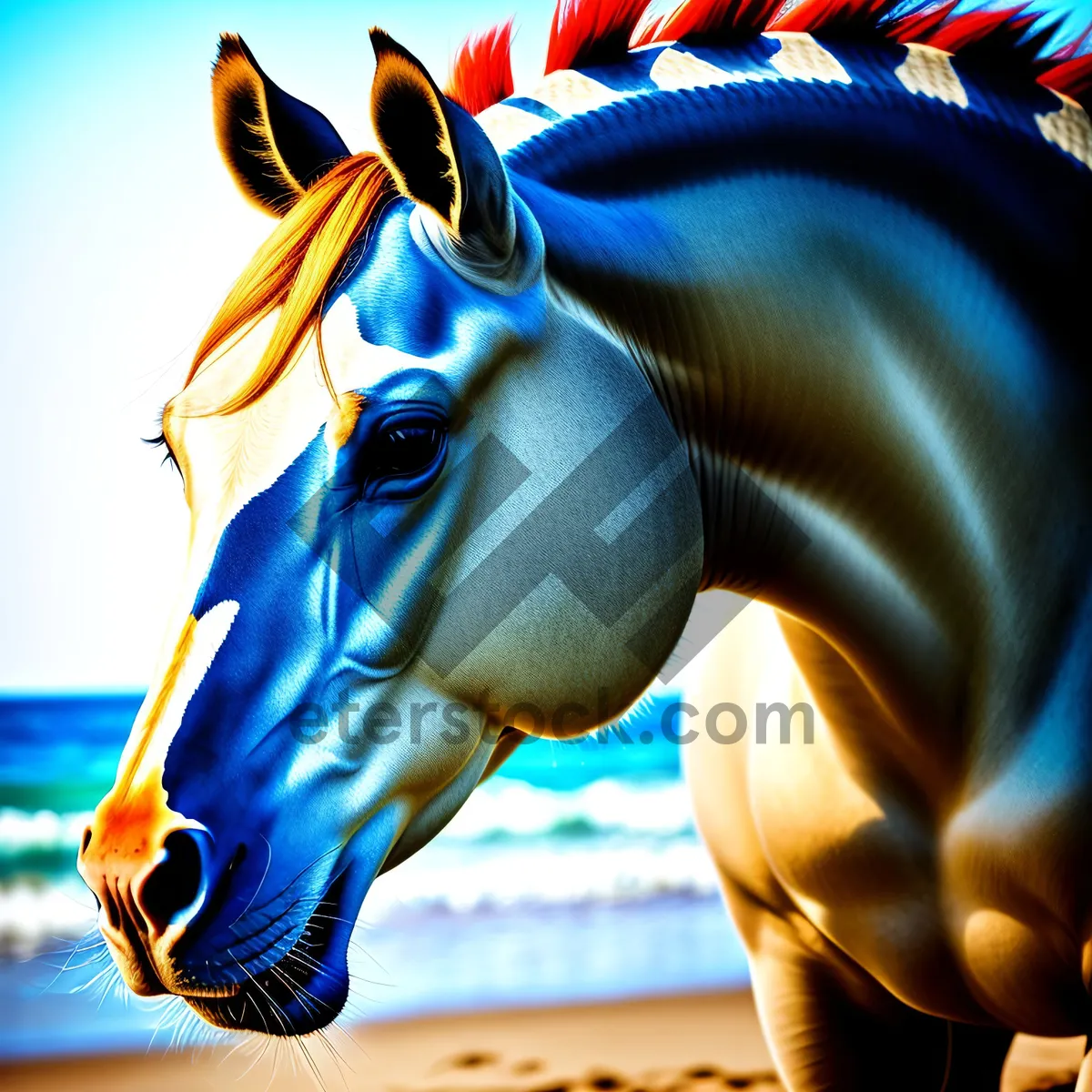 Picture of Carousel Stallion: Majestic Mechanical Ride of Joyful Art