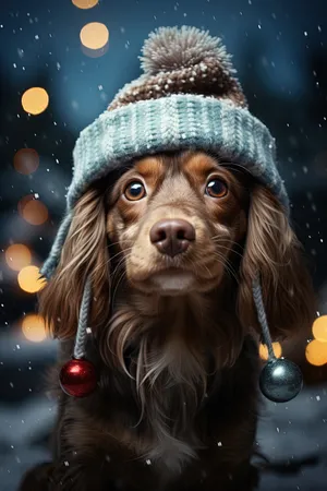 Happy cute spaniel puppy with fashionable hair