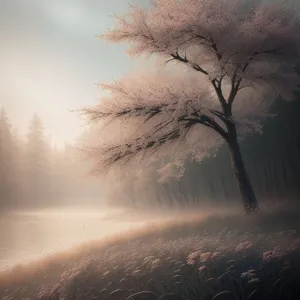 Golden Horizon: Tranquil Sunset over Rustic Countryside