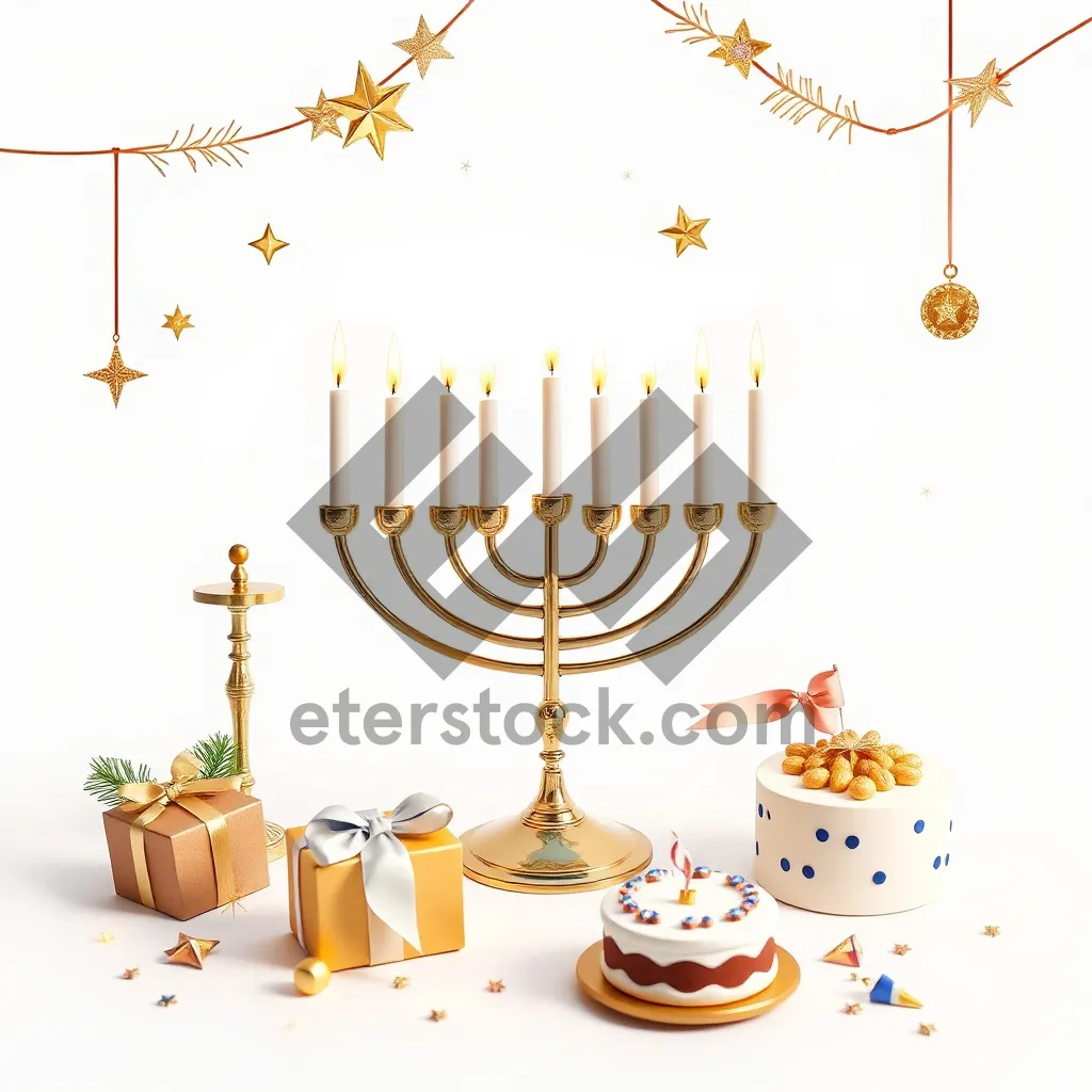 Picture of Gold Star Winter Greeting Card Decoration