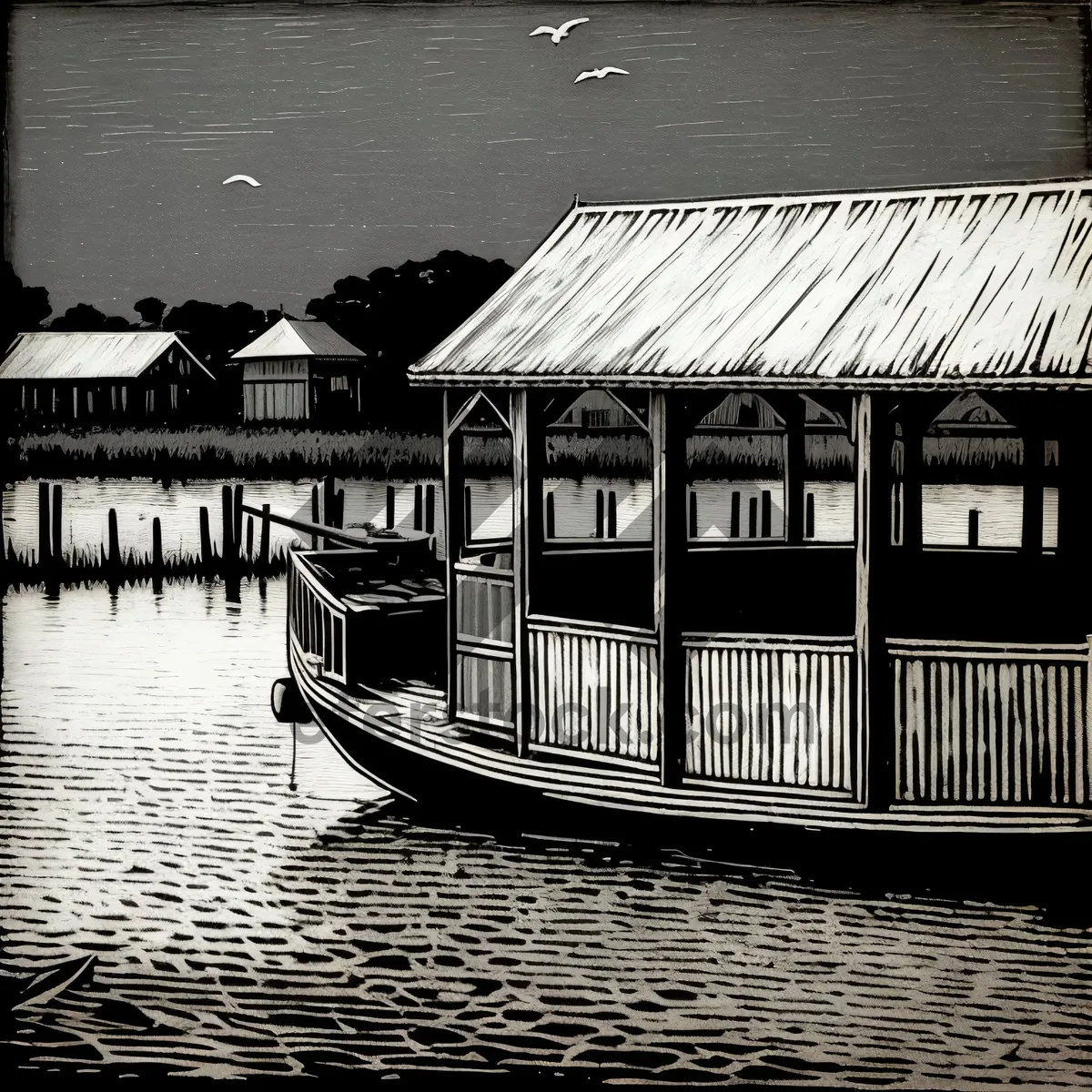 Picture of Waterfront Oasis: A Picturesque Boathouse Along the River