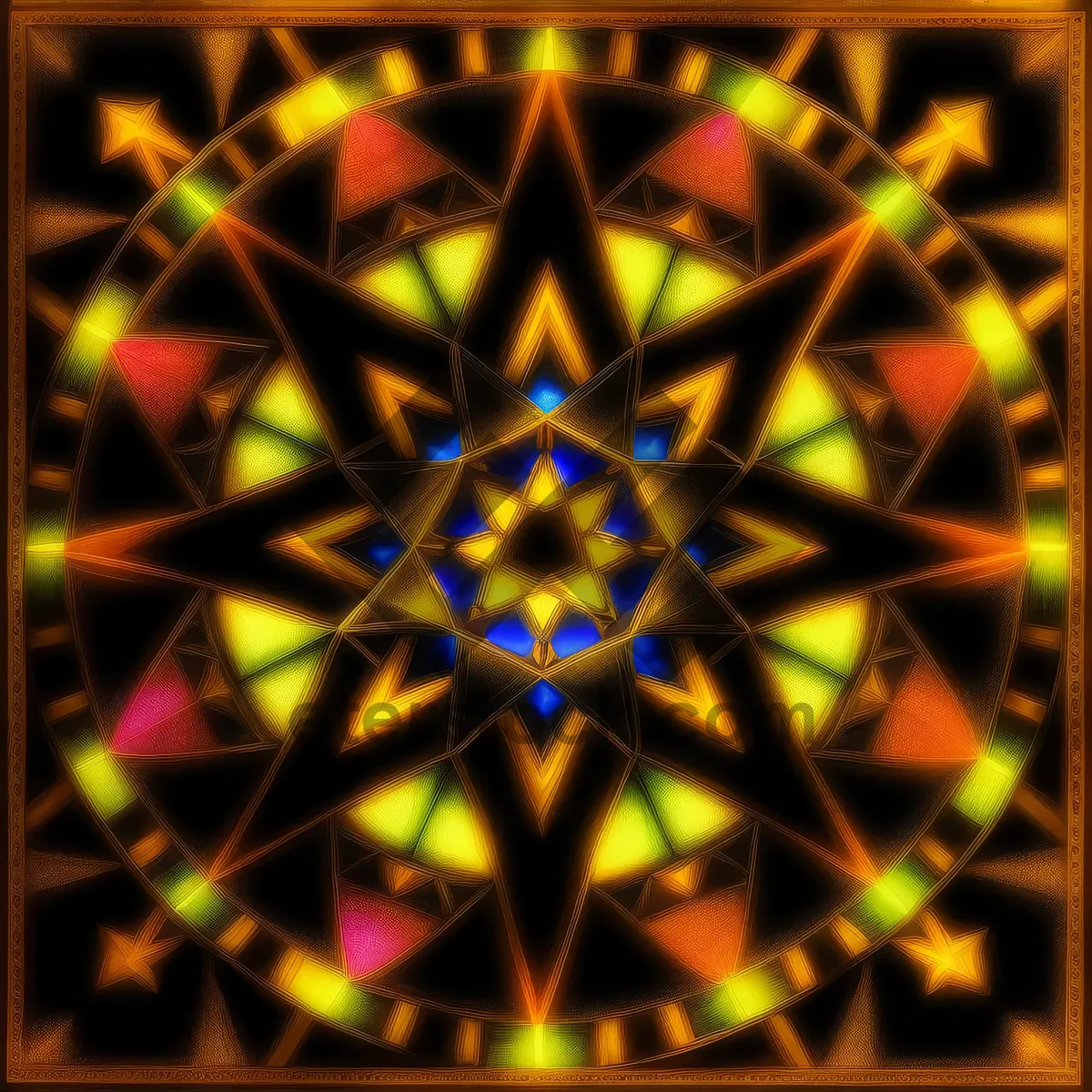 Picture of Geometric Kaleidoscope Window Design - Abstract Graphic Backdrop