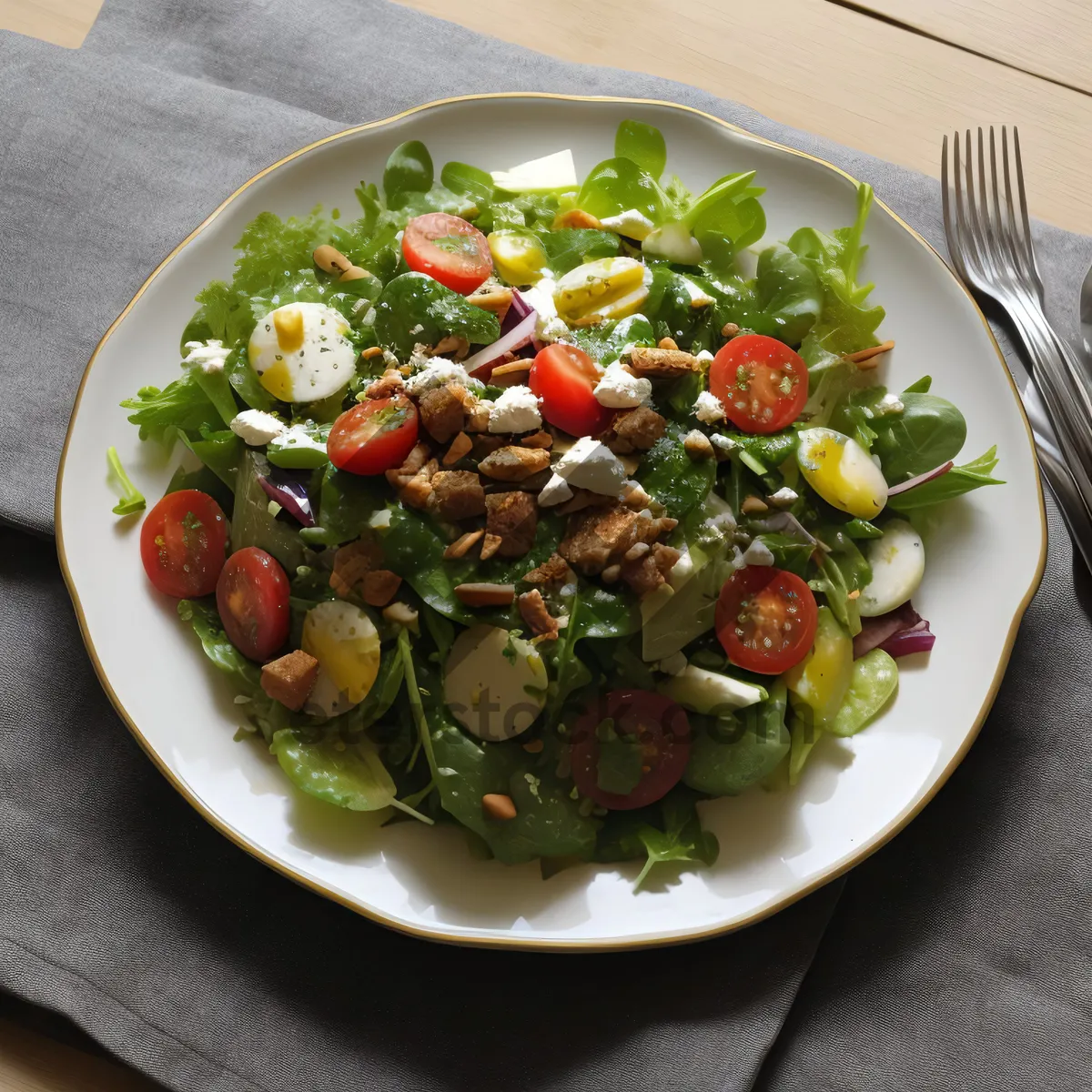 Picture of Healthy Gourmet Salad with Fresh Vegetables and Cheese