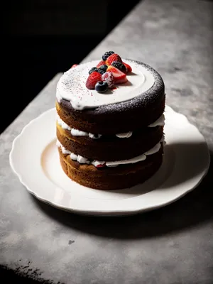 Delicious Fruit Cake with Cream & Mint