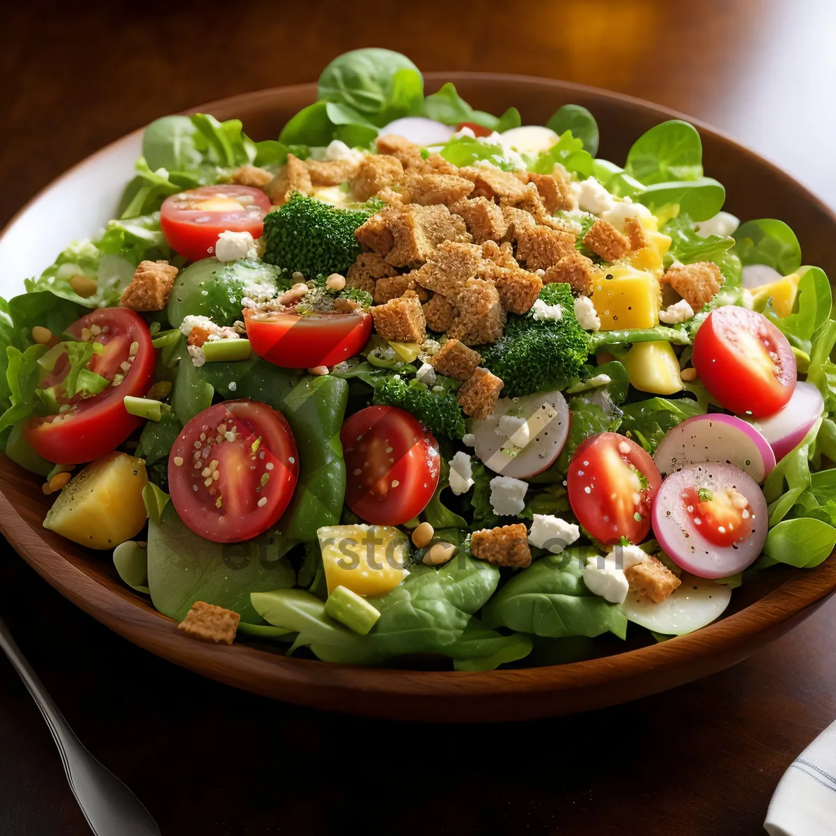 Picture of Healthy Gourmet Dinner Plate with Fresh Vegetables and Cheese