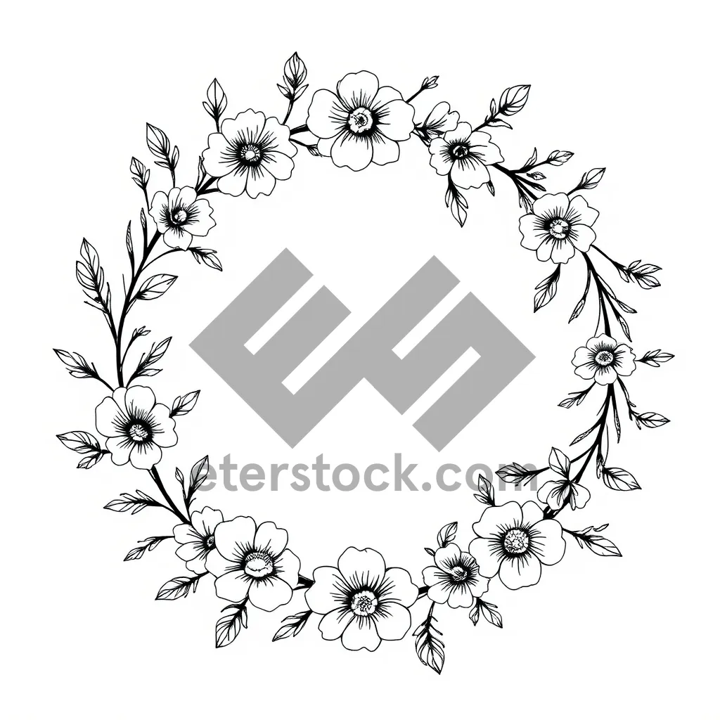 Picture of Vintage floral scroll border graphic design element.