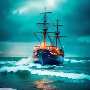 Majestic Pirate Ship Sailing the Open Seas