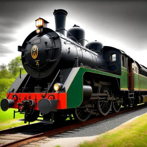 Vintage Steam Train on Railway Track