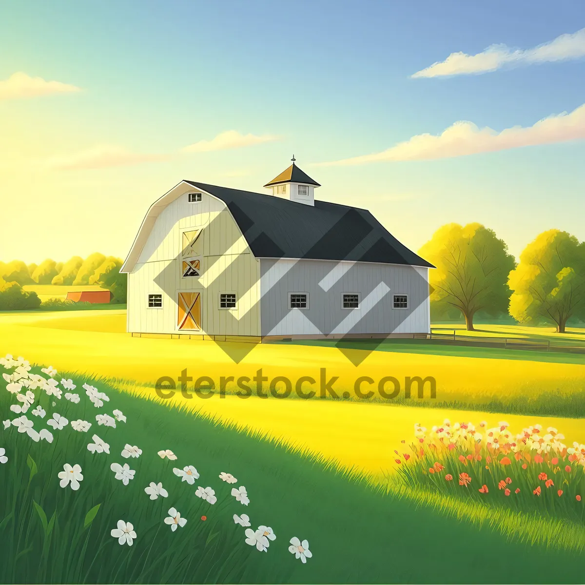 Picture of Rural Barn on a Sunny Meadow