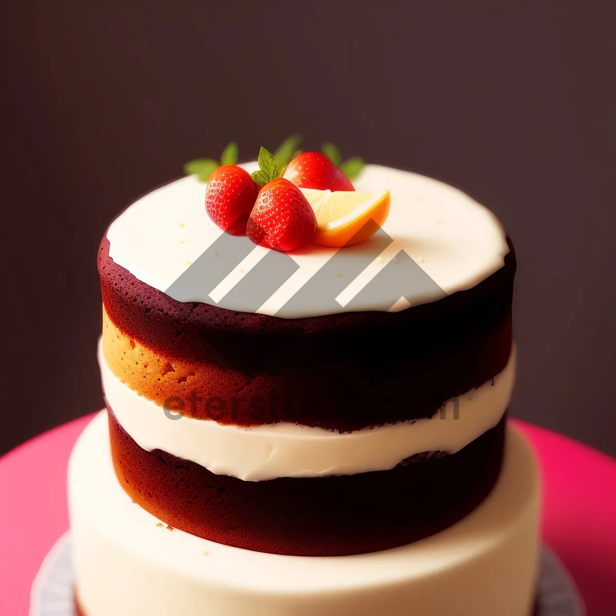 Picture of Berry Chocolate Cake with Yogurt and Fresh Fruit