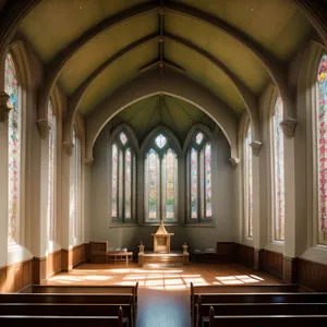 Ancient Cathedral Interior: Majestic Hall with Historic Altar