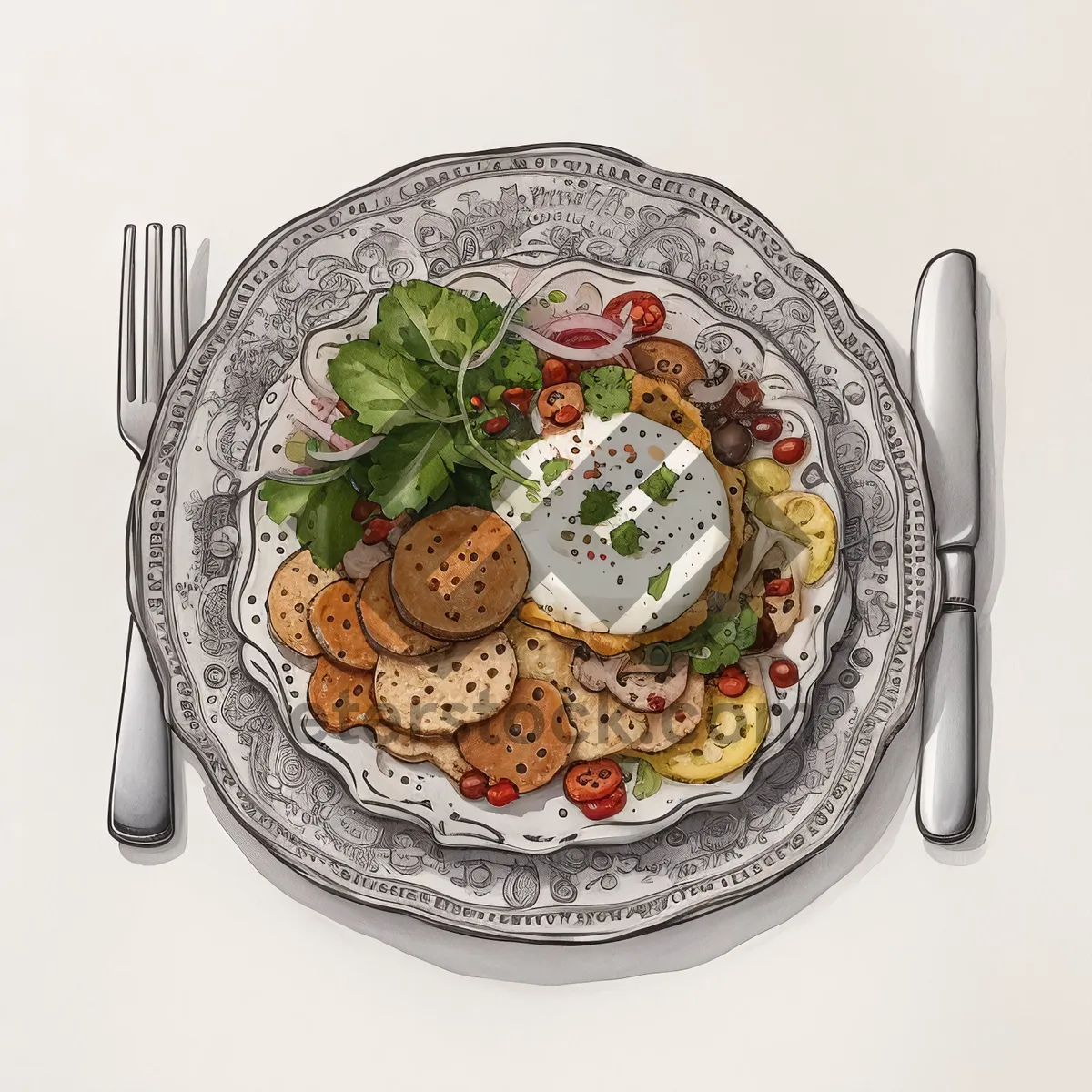 Picture of Delicious and nutritious vegetable salad on a plate