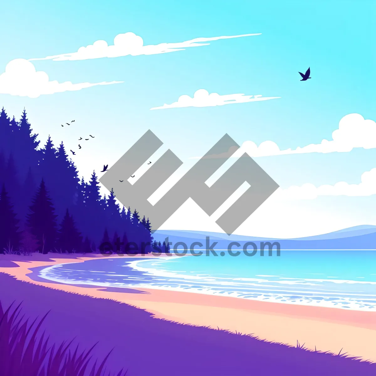 Picture of Sun-kissed Paradise: Tranquil Beachscape with Clear Blue Water