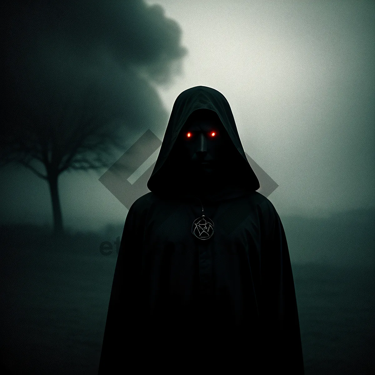 Picture of Black Cloak Garment: Masked Man in Dark Robe