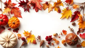 Autumn Foliage Border with Maple and Oak Leaves