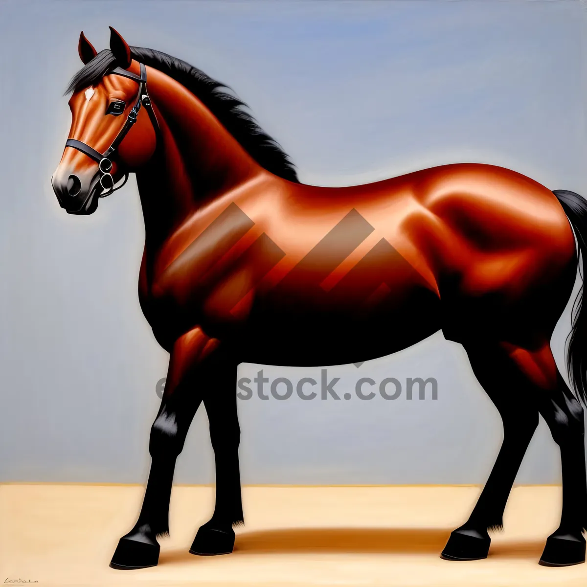 Picture of Thoroughbred Stallion's Majestic Silhouette in Saddle Seat.