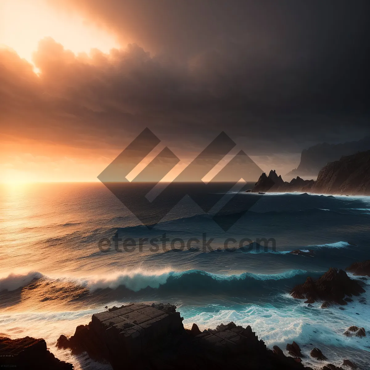 Picture of Golden Sunset over Serene Beach