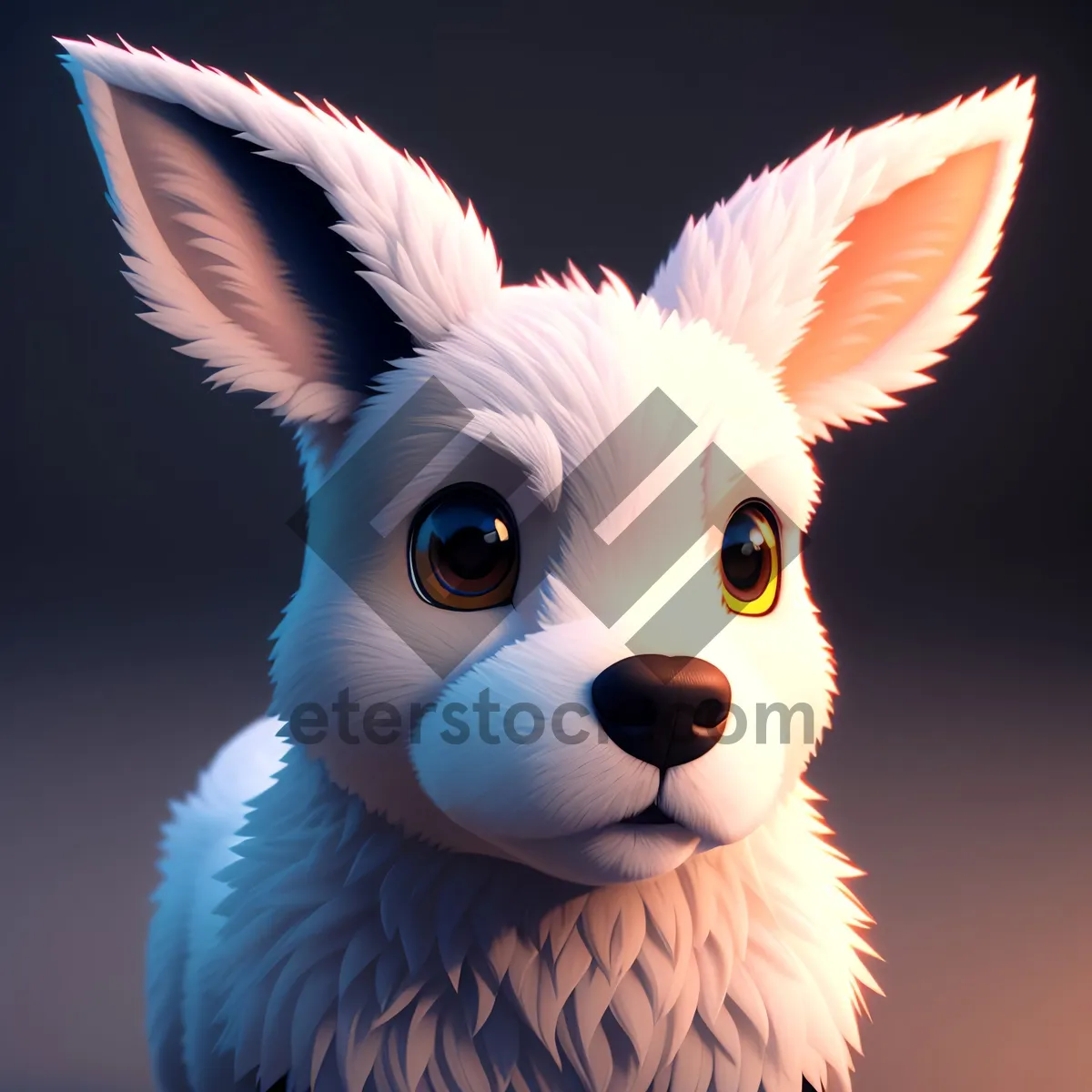 Picture of Fluffy Bunny Portrait with Adorable Ears