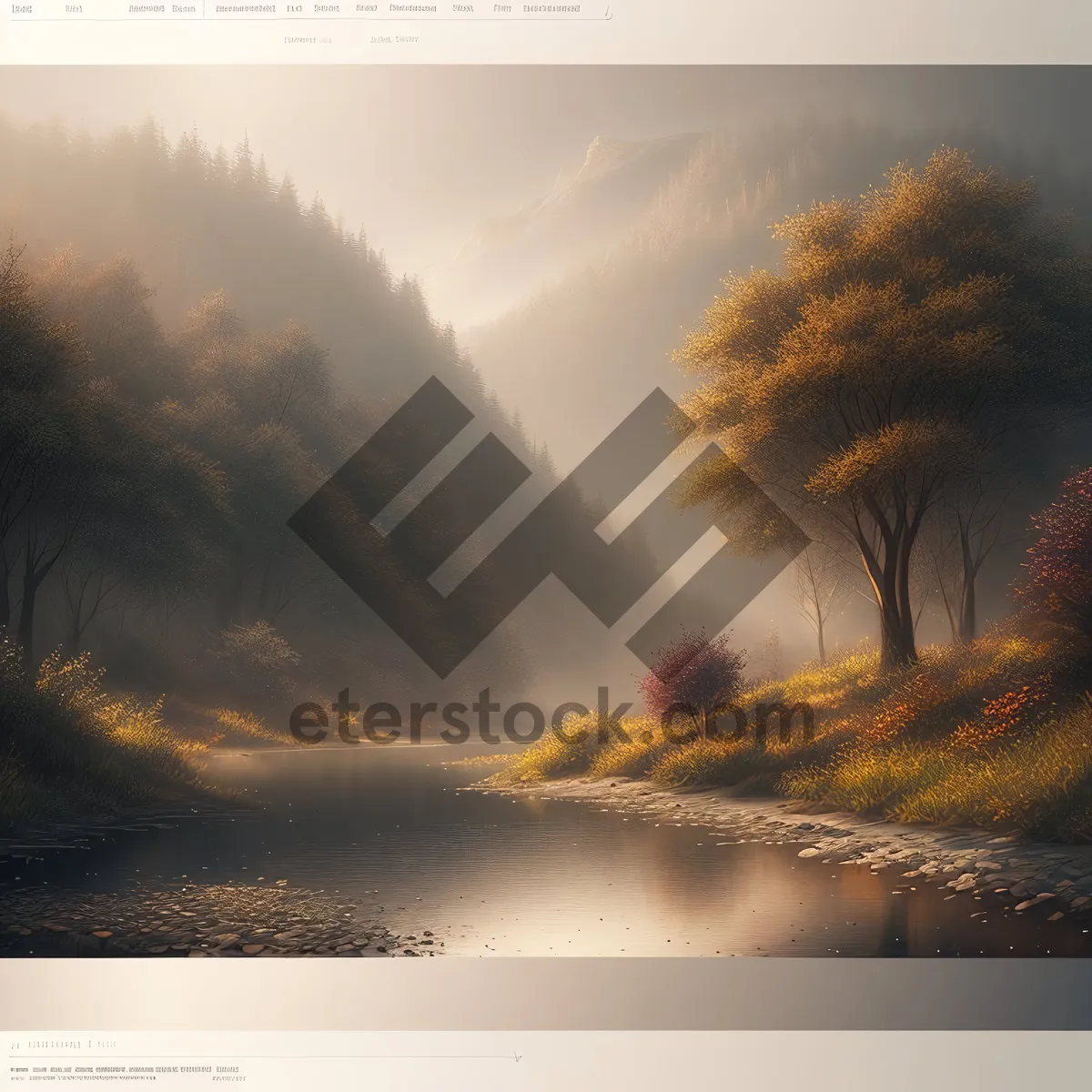 Picture of Vibrant Sunset Over Water and Trees