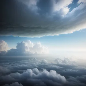 Vibrant Summer Sky: Azure Heavens and Fluffy Cumulus