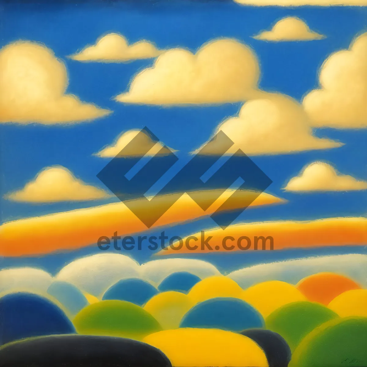 Picture of Vibrant Graphic Art Wallpaper in Colorful Shapes and Symbols.