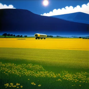 Vibrant Yellow Rapeseed Field in Rural Landscape