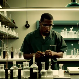 Professional male bartender at work in a laboratory.