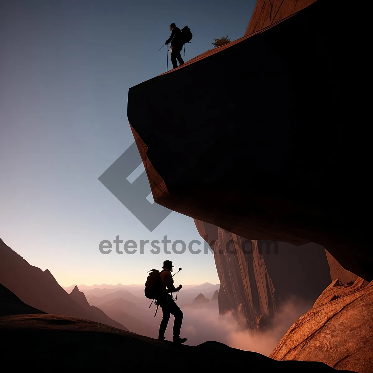 Picture of Sunset over Majestic Mountain Landscape with Radio Telescope