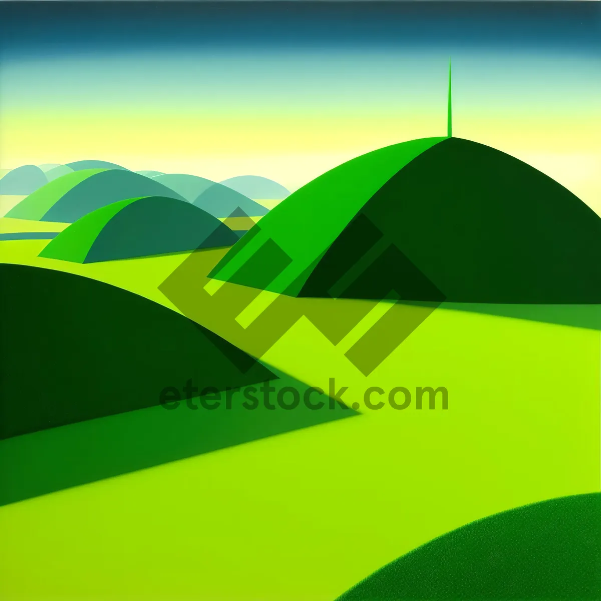 Picture of Modern graphic art with curved pattern wallpaper.