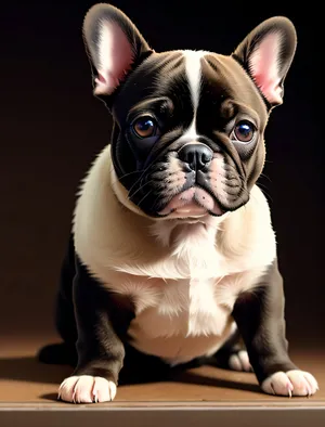 Cute Wrinkled Bulldog Puppy Sitting