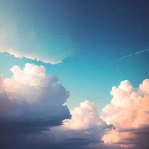 Vibrant Summer Sky with Fluffy Clouds