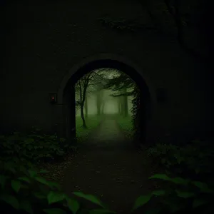 Mystic Underworld: Ancient Cellar Passage with Vaulted Light