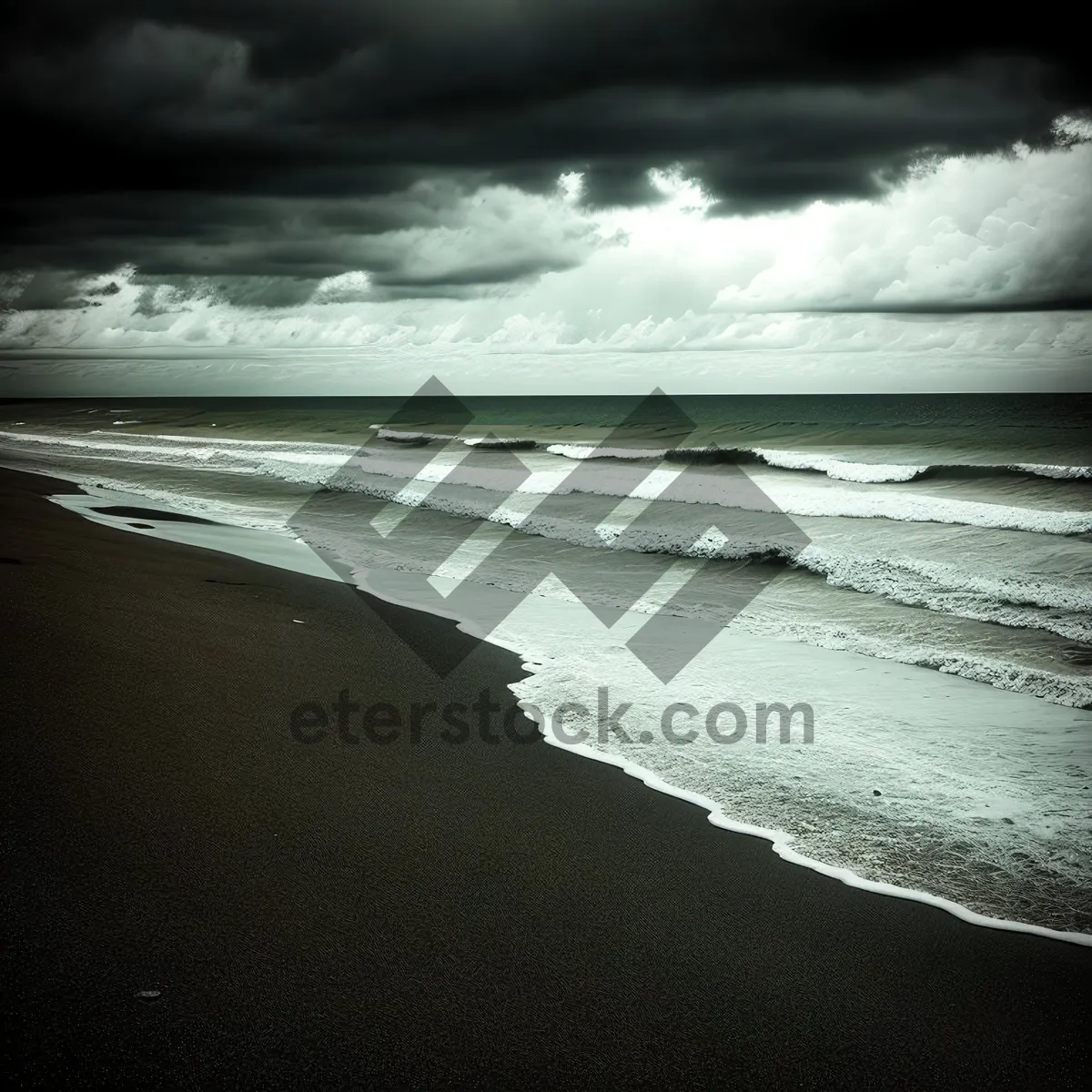 Picture of Sunset Over Tranquil Beach and Ocean