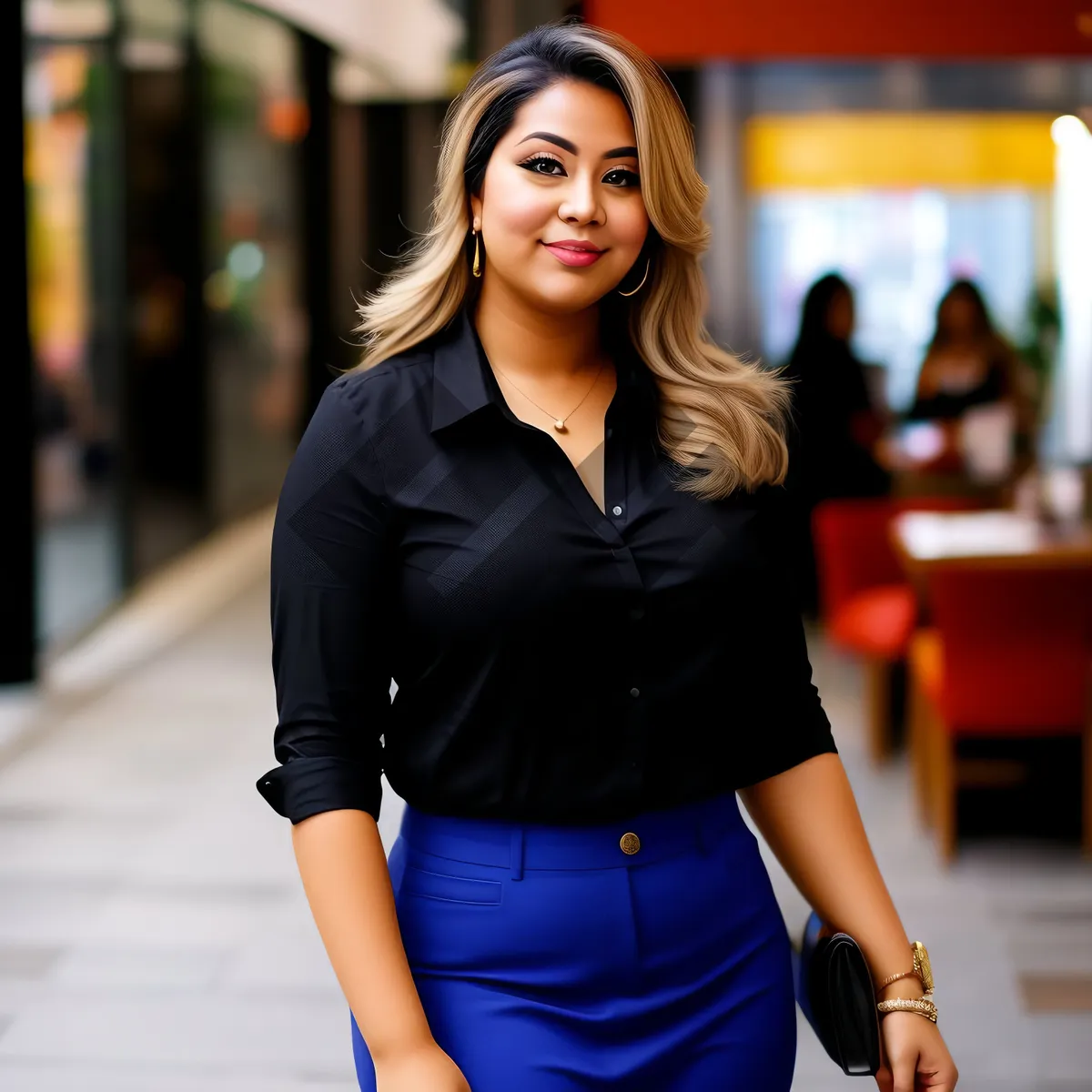 Picture of Smiling brunette student model in casual attire