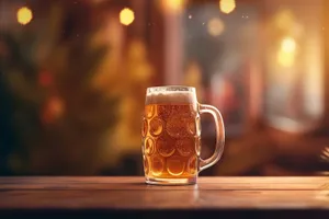 Refreshment in Glass Mug with Frothy Beer