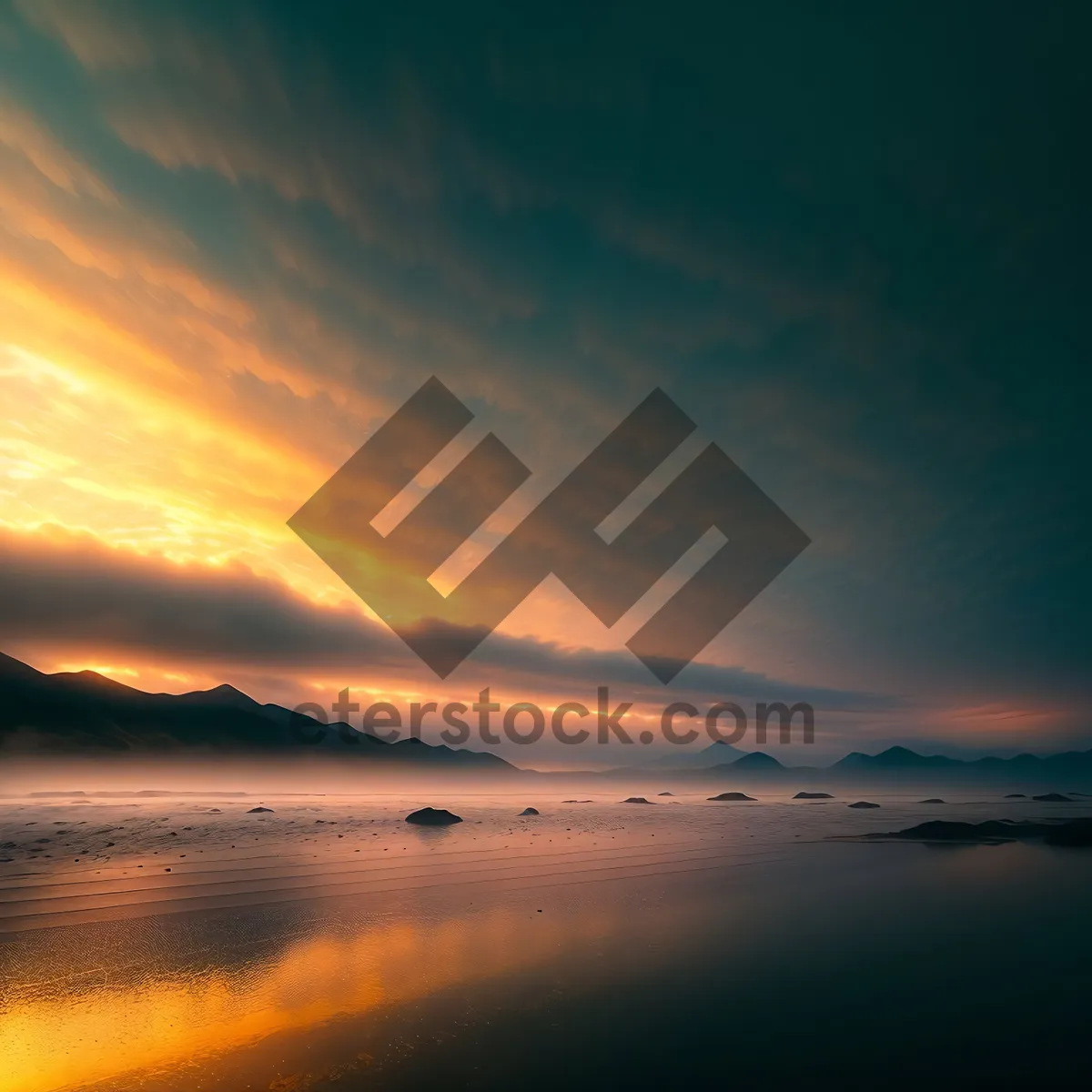 Picture of Golden Horizon: Sunset Reflections on the Beach