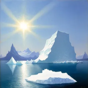 Winter Wonderland: Majestic Iceberg Glowing in Sunlight