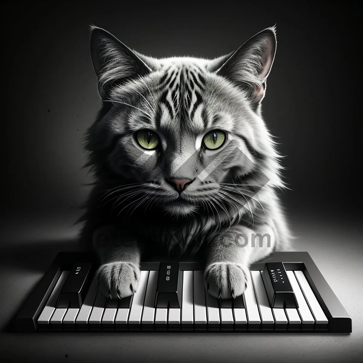 Picture of Furry Feline with Musical Accordion