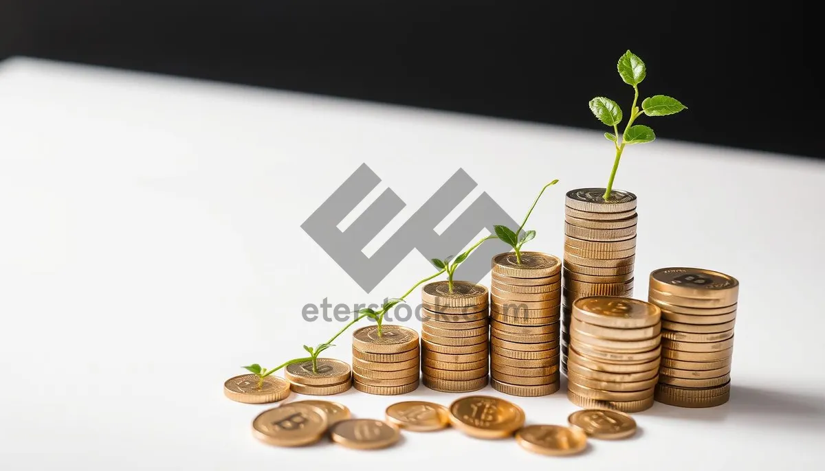 Picture of Stack of gold coins in bamboo container