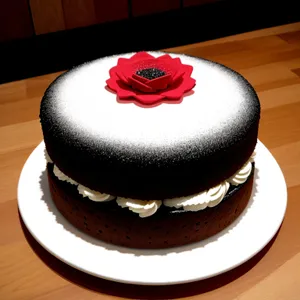 Dessert plate with gourmet chocolate cake and cream