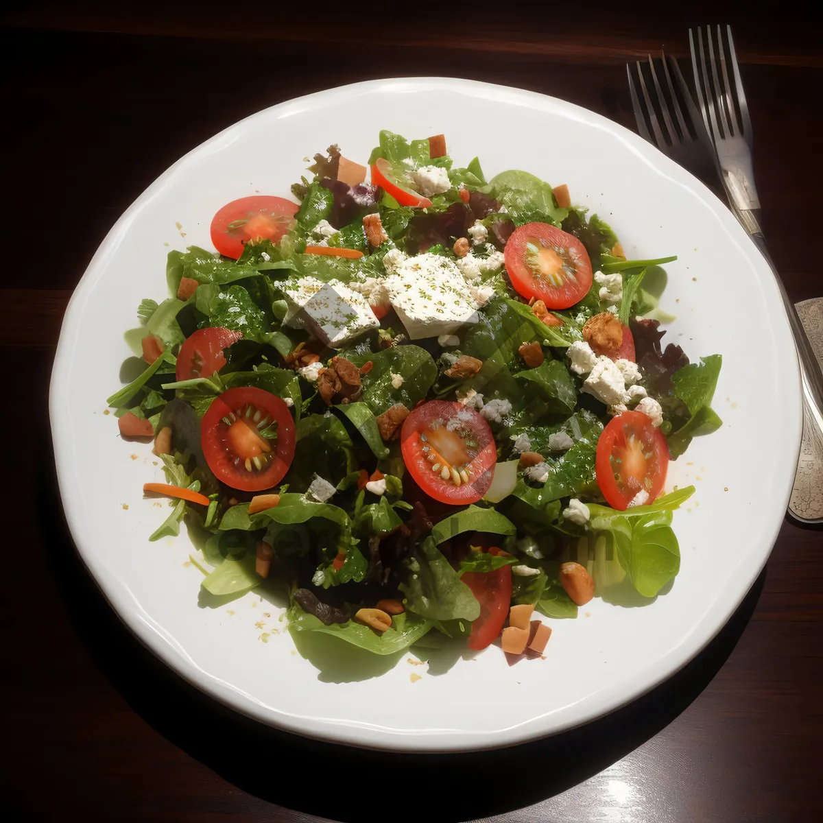 Picture of Fresh Gourmet Salad Plate with Cheese and Vegetables