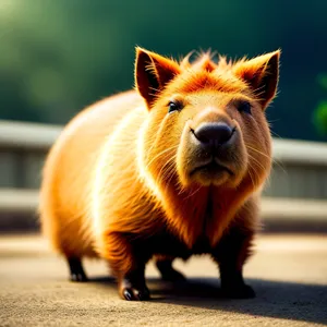 Adorable Wild Boar Piglet Grazing on Grass