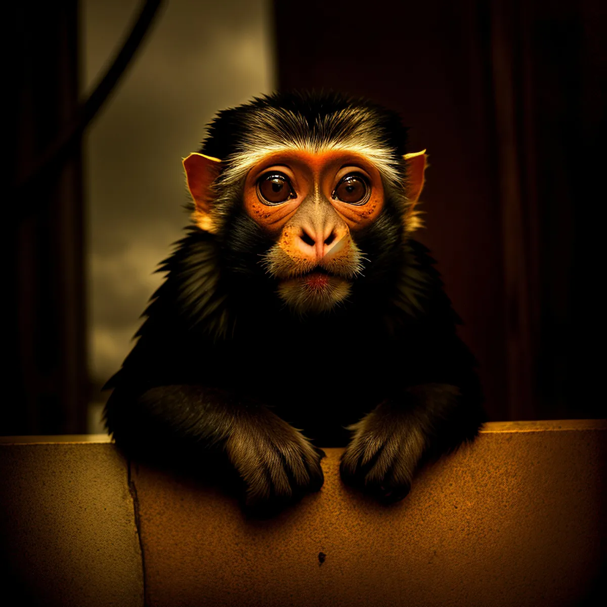 Picture of Cute Primate Portrait: Wild Monkey with Expressive Eyes.