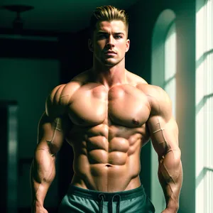 Ripped Male Athlete Flexing Muscles